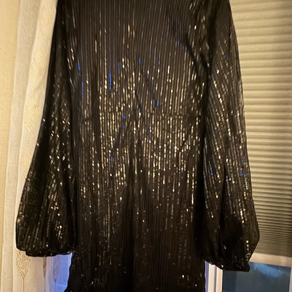 Elegant Black Sequin Mini Dress - Picture 4 of 5